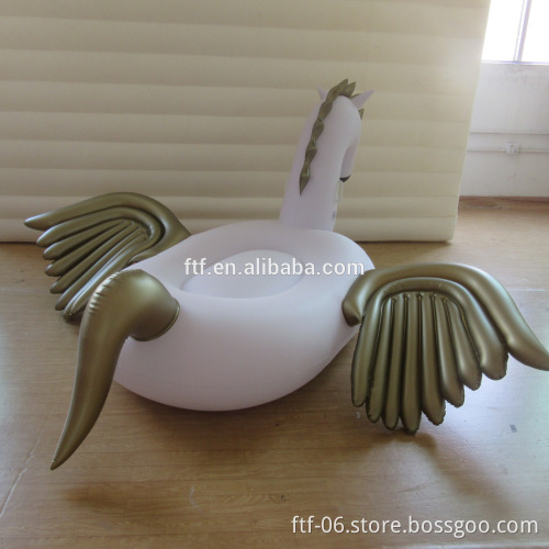2016 Custom White PVC Inflatable Pegasus Floating Row,Swimming Pool Rider Toys